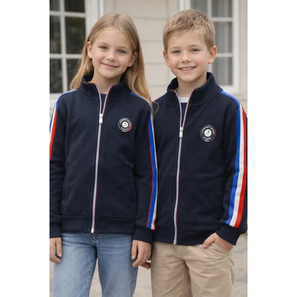 Jacadi Paris Kids Jacket Size 8A Navy Blue Zip-Up Sport Jacket